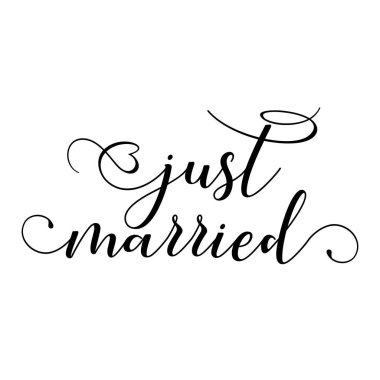 Sadece evli - Vektör eps 10 el harf tipografi metin. El harfi script düğün işareti yakalamak kelime sanat tasarımı. Hurda rezervasyon, posterler, tekstil, hediyeler, düğün setleri için iyi.