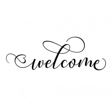 Hoşgeldiniz - Vektör eps 10 el harf tipografi metin. El harfi script düğün işareti yakalamak kelime sanat tasarımı. Hurda rezervasyon, posterler, tekstil, hediyeler, düğün setleri için iyi.