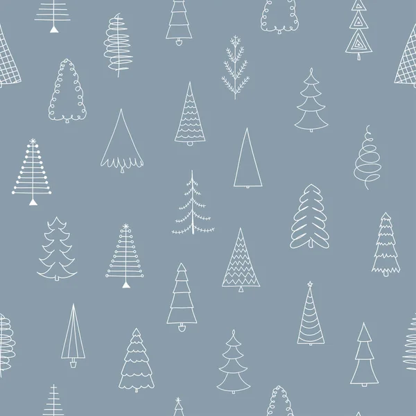 Diseño Patrón Pino Con Árboles Navidad Divertido Garabato Dibujado Mano — Vector de stock