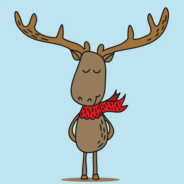 Cute Deer Design Śmieszne Ręcznie Rysowane Doodle Postać Kreskówek Dobre — Wektor stockowy
