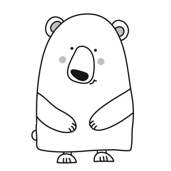 Desenho Urso Bonito Mão Engraçada Doodle Desenhado Urso Polar Dos — Vetor de Stock
