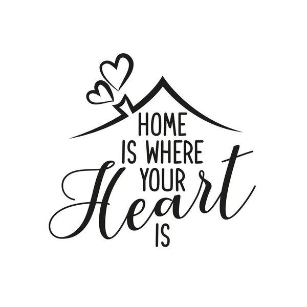 Home Your Heart Typography Poster Handmade Lettering Print Vector Vintage — Stock Vector