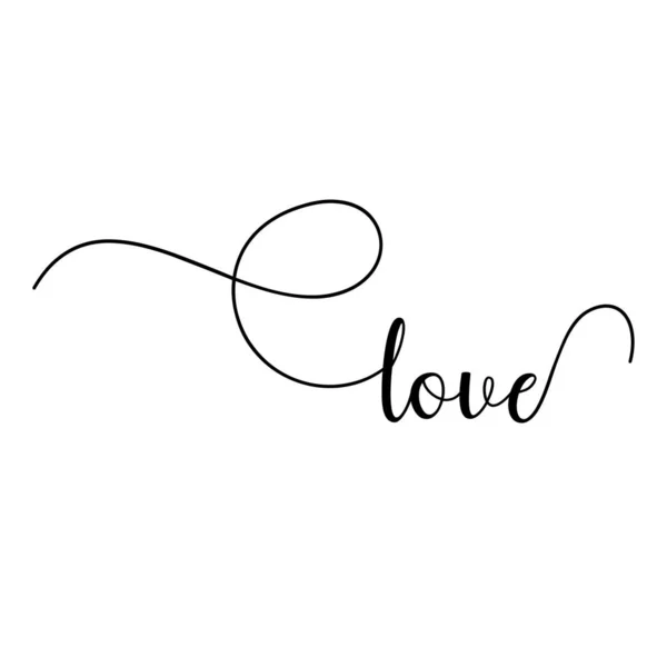Love Valentine Day Typography Handwriting Romantic Lettering Hand Drawn Illustration — Stock Vector