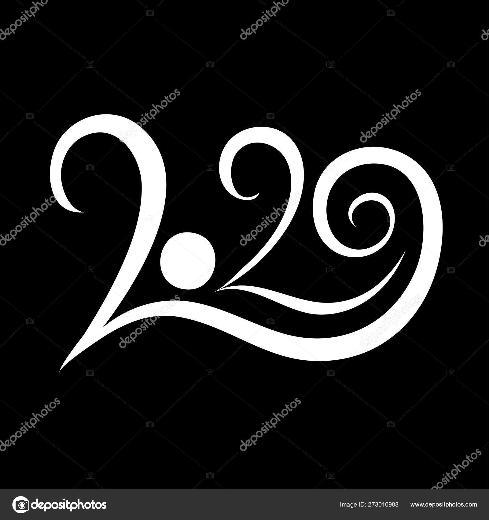 Happy New Year 2020 Calligraphy Phrase Holidays Hand Drawn