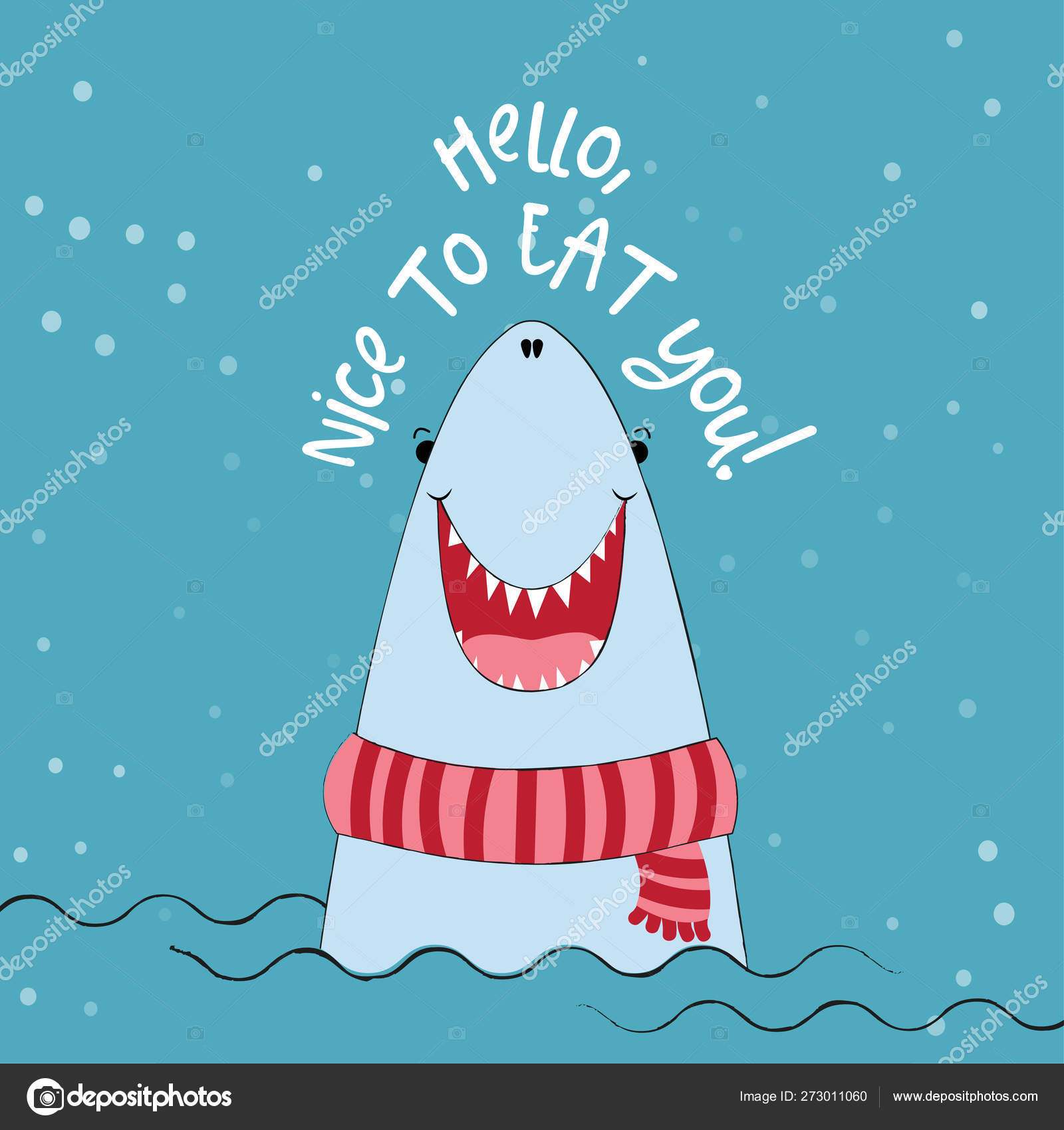 Hello Nice Eat You Funny Vector Text Quotes Shark Drawing Stock Vector  Image by ©Azindianlany #273011060