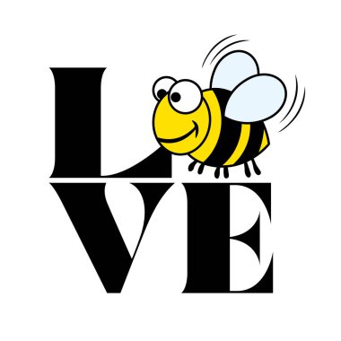 Bee ile aşk. - komik vektör söyleyerek. Hurda rezervasyon, posterler, tekstil, hediyeler, t shirt için iyi.