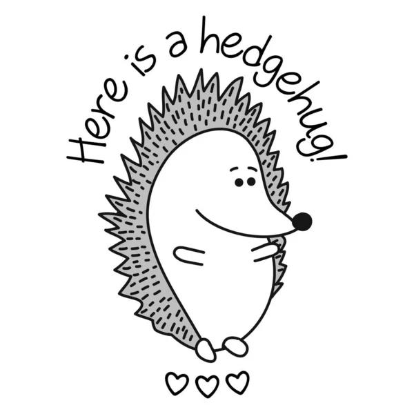 Oto Hedgehug Cute Little Jeż Charakter Shirty Bluza Kapturem Zbiornik — Wektor stockowy