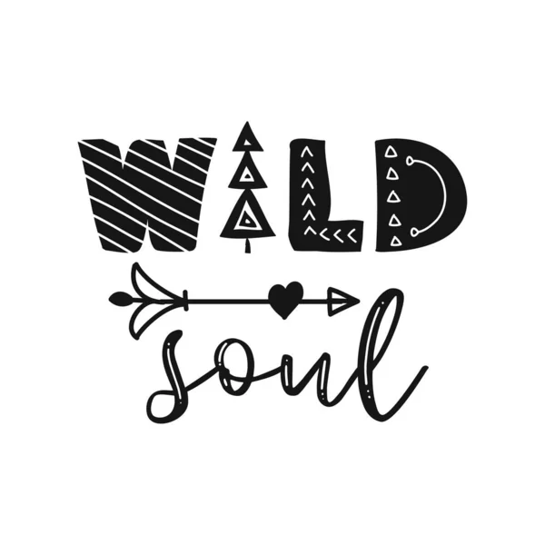 Wild Soul Funny Hand Drawn Doodle Cartoon Text Pre Made — ストックベクタ