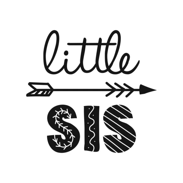 Little Sis Lil Sister Texte Illustration Style Scandinave Pour Vêtements — Image vectorielle