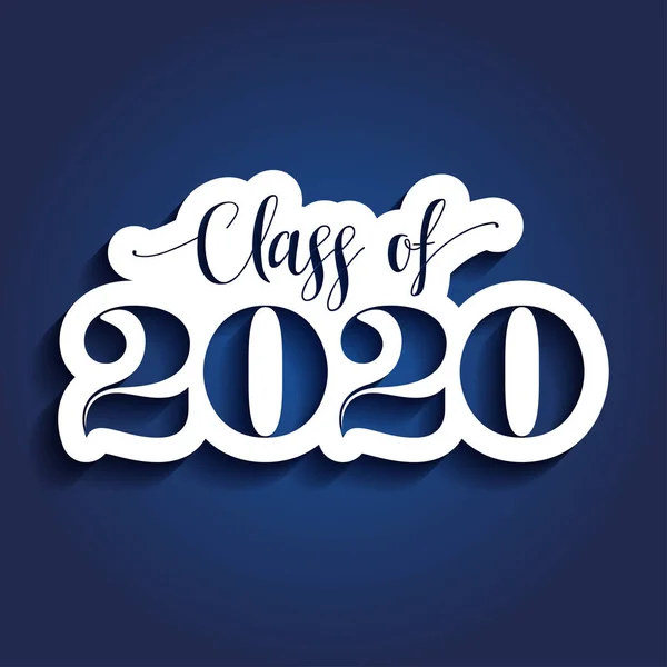 Class 2020 Congratulations Graduate Typography White Sticker Isolated Dark Blue — Stock Vector