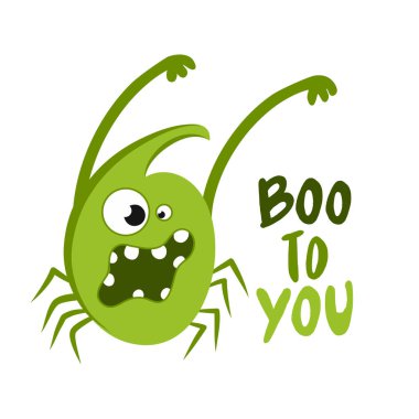 Size Boo-el çizilmiş vektör Illustration. Cadılar Bayramı renkli poster. Hurda rezervasyon, poster, tebrik kartları, afiş, tekstil, hediye, gömlek, kupalar veya diğer hediyeler için iyi.
