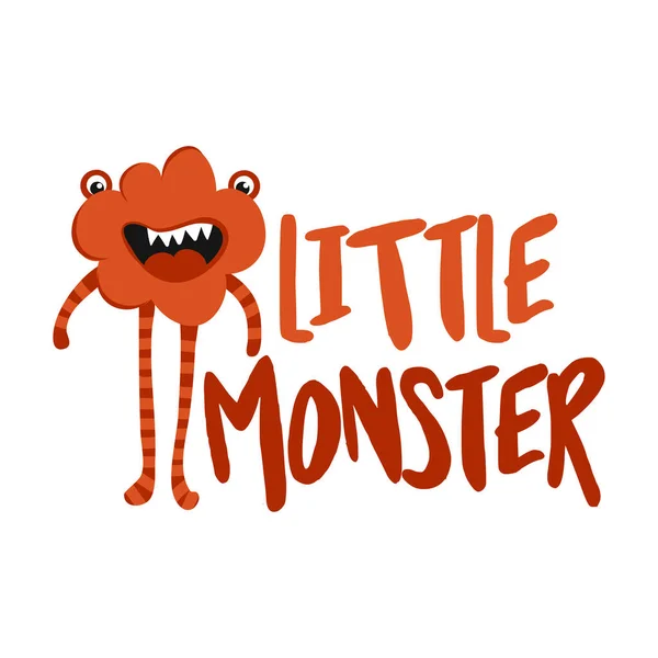 Pequeno Monstro Design Impressão Com Personagem Besta Doodle Mão Engraçado —  Vetores de Stock