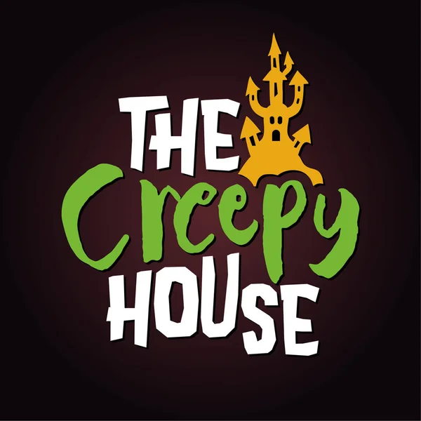 Creepy House Siyah Arka Plan Üzerinde Halloween Alıntı Shirt Kupa — Stok Vektör