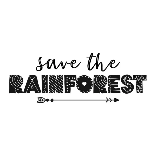 Salva Foresta Pluviale Shirt Idea Design Con Detto Sostenere Brasile — Vettoriale Stock