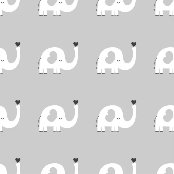 Слон Безшовний Дизайн Візерунка Дитячої Розплідниці Кумедна Рука Намальована Каракулі — стоковий вектор