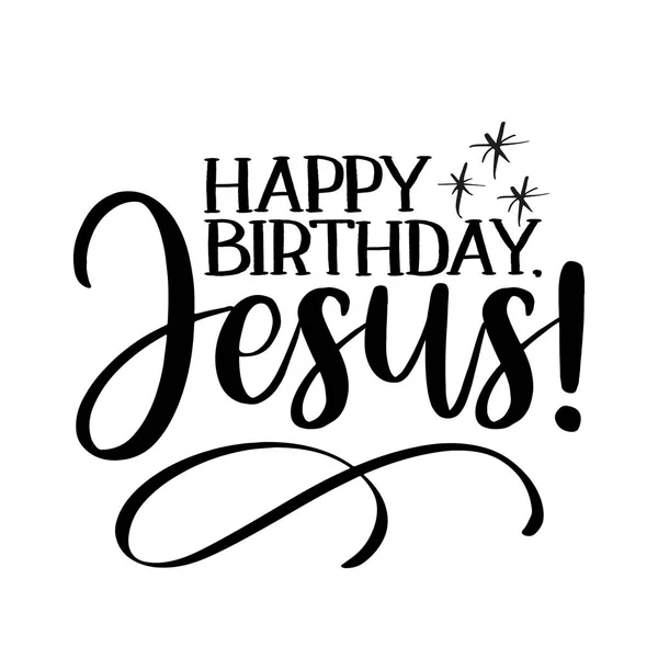 Joyeux Anniversaire Jésus Calligraphie Pour Noël Lettrage Dessiné Main Pour — Image vectorielle