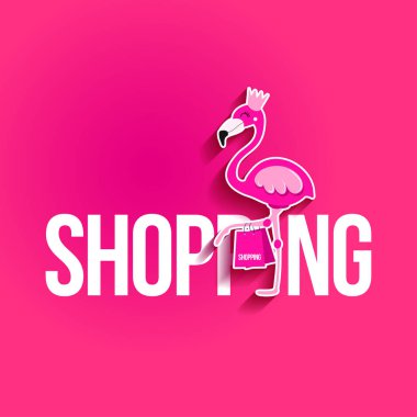 Alışveriş (flamingo) - motivasyon alıntıları. Flamingo ile boyanmış el fırçası harfleri. Tişörtler, posterler, tekstil, hediyeler, seyahat setleri için iyidir..