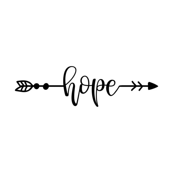 Hope Boho Arrow Lovely Lettering Calligraphy Quote Handwritten Tattoo Ink — Stock Vector