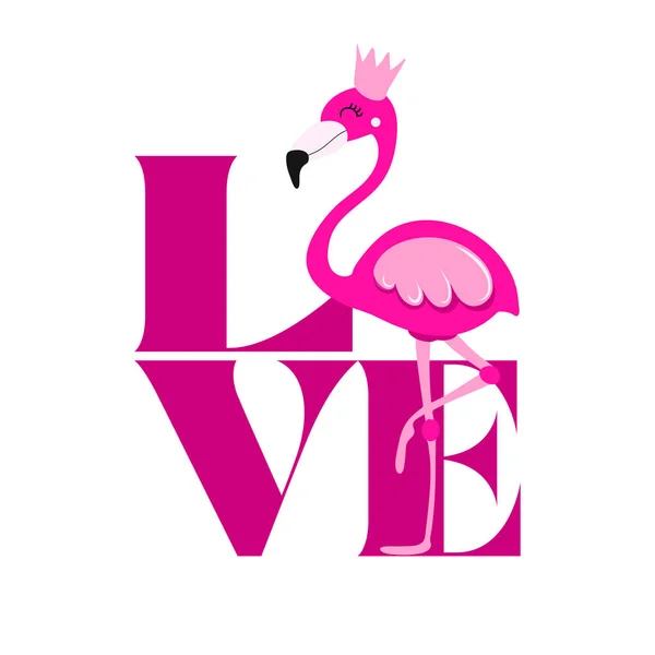 Amor Com Flamingo Rosa Engraçado Vetor Dizendo Bom Para Reserva —  Vetores de Stock