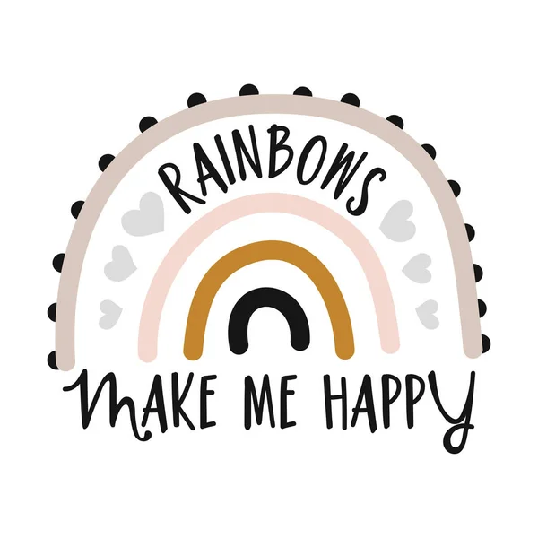 Rainbows Make Happy Милые Радужные Украшения Маленькая Радуга Скандинавском Скандинавском — стоковый вектор