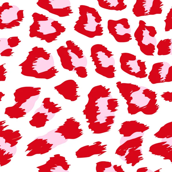 Diseño Patrón Leopardo Color Rojo Dibujo Divertido Patrón Sin Costuras — Vector de stock