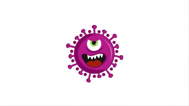 Stop Coronavirus 2019 Ncov Lettering Footage Hand Drawn Cute Virus — Vídeo de Stock