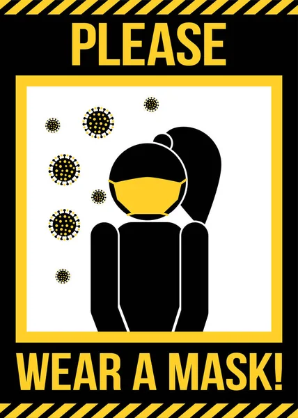 Por Favor Use Una Máscara Awareness Lettering Poster Covid Prevention — Archivo Imágenes Vectoriales