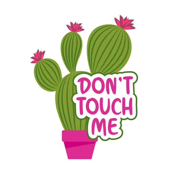 Toques Lindo Estampado Cactus Dibujado Mano Con Una Cita Divertida — Vector de stock