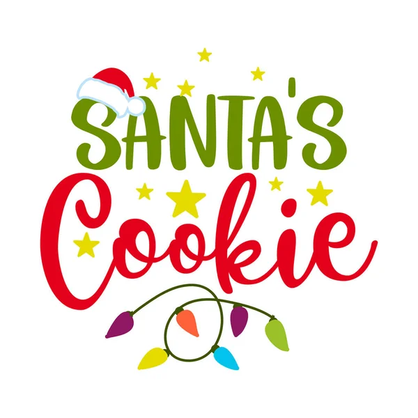 Santa Cookie Каллиграфическая Фраза Санта Клауса Рождество Ручной Рисунок Поздравительных — стоковый вектор
