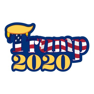 Trump 2020 - vektör illüstrasyonu. El çizimi harfler. Vektör çizimi. ABD Seçim Kampanyası 'nın koz metni. Birleşik Devletler 'in oylama rozeti.