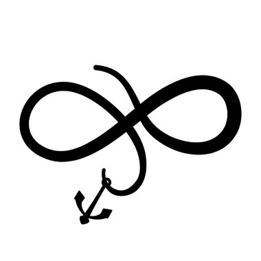 Çapa madalyasıyla Sonsuz Smbol - Güzel yazı kaligrafisi. El yazısı dövme, mürekkep tasarımı ya da tebrik kartı. Modern vektör sanatı.