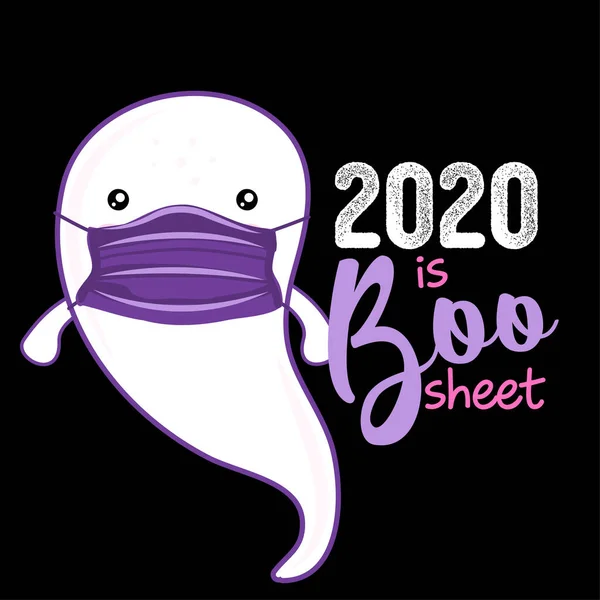 2020 Boo Sheet Bullshit Happy Halloween Illustration Handmade Lettering Print —  Vetores de Stock