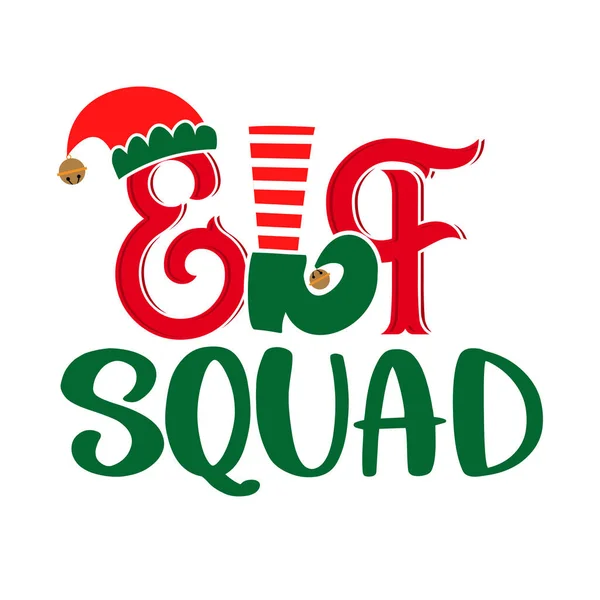Elf Squad Frase Vestiti Natale Bambino Bambino Maglioni Brutti Lettere — Vettoriale Stock