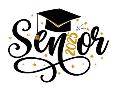 Class of 2025 - Typography. black text isolated white background. Vector illustration of a graduating class of 2025. graphics elements for t-shirts, and the idea for the sign