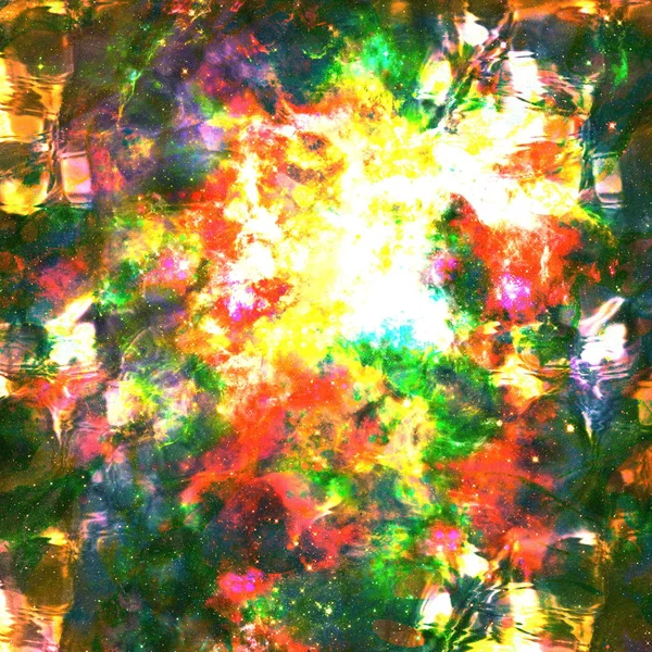 Colorful Watercolor Abstract green pink yellow background. Multicolor grunge psychedelic yellow pink texture with spots. Multicolor style digital painting. Blurred chaotic brush tie dye pattern. Hand painting fabrics