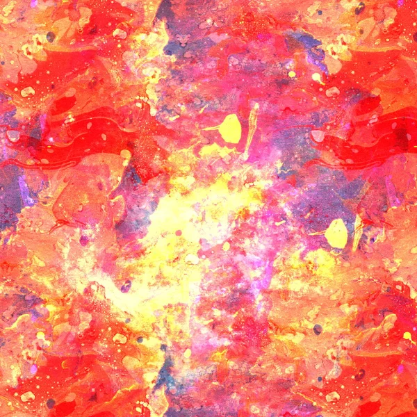 Colorful Watercolor Abstract yellow red green background. Multicolor grunge psychedelic pink blue texture with spots. Multicolor style digital painting. Blurred chaotic brush and tie dye pattern. Hand painting fabrics