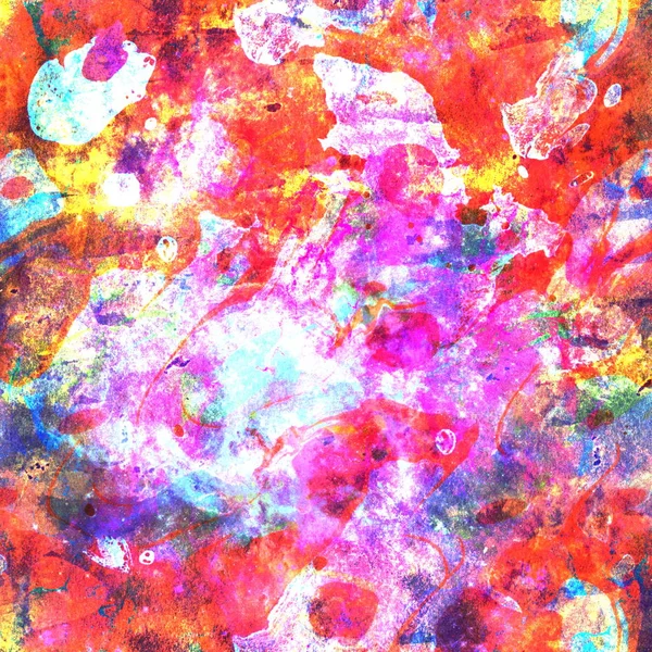 Colorful Watercolor Abstract pink yellow red green background. Multicolor grunge psychedelic red green texture with spots. Multicolor style digital painting. Blurred chaotic brush and tie dye pattern. Hand painting fabrics