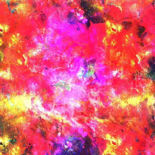 Colorful Watercolor Abstract pink yellow red green background. Multicolor grunge psychedelic red green texture with spots. Multicolor style digital painting. Blurred chaotic brush and tie dye pattern. Hand painting fabrics