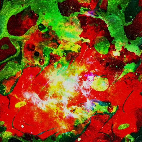 Colorful Watercolor Abstract background. Multicolor grunge psychedelic red green texture with spots. Multicolor style digital painting. Blurred chaotic brush and tie dye pattern. Hand painting fabrics