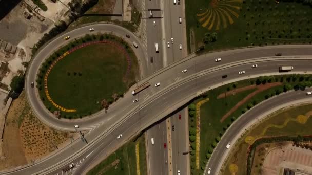 Aerial Drone City Traffic Timelapse — Stock Video