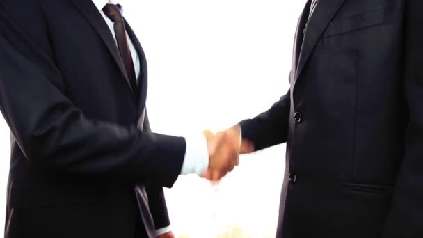 Dos hombres de negocios dándose la mano — Vídeo de stock