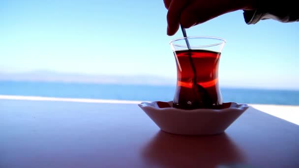 Driking chá turco em Istambul de café — Vídeo de Stock