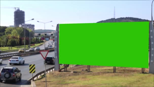 Grön skärm skylt stadstrafik — Stockvideo