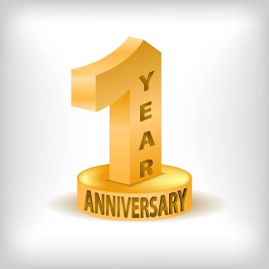 1 yıldönümü, ilk yıl dönümü ans kutlama altın
