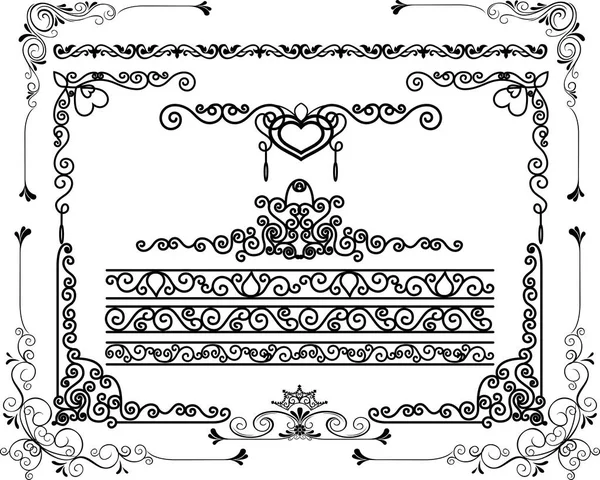 Рамка Угловой Линии Цветочный Изображения Векторный Дизайн Оформления Картины Стиль — стоковый вектор