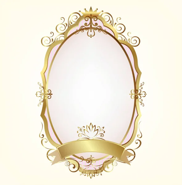 Premium Gold Vintage Barokní Rám Posouvání Ornament Gravírování Hranice Květinové — Stockový vektor