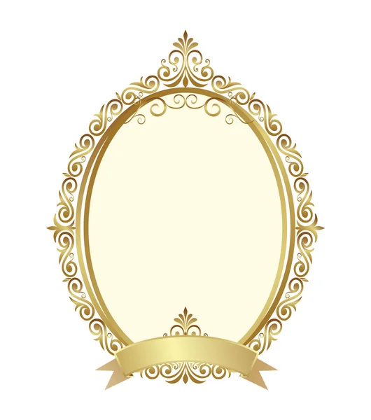 Premium Gold Vintage Barock Frame Scroll Ornament Gravieren Rand Florales — Stockvektor