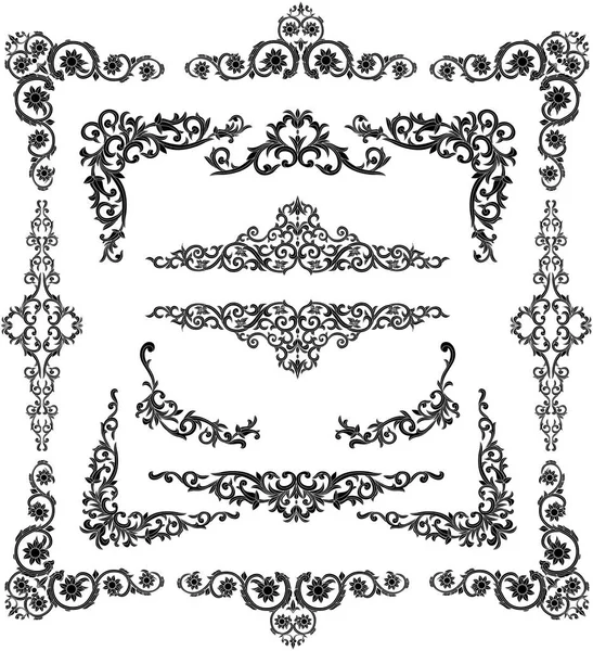角タイ ライン画像 ベクター デザイン装飾パターン スタイルの花とフレーム — ストックベクタ
