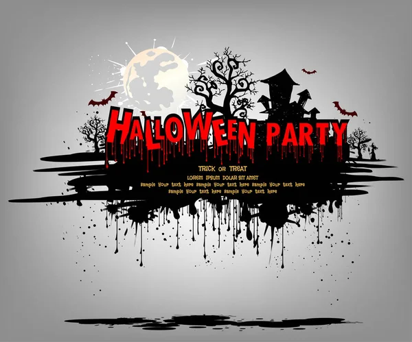 Mutlu Cadılar Bayramı arka plan ile kabak, perili ev ve dolunay. Cadılar Bayramı partisi için davetiye şablon. Vektör çizim