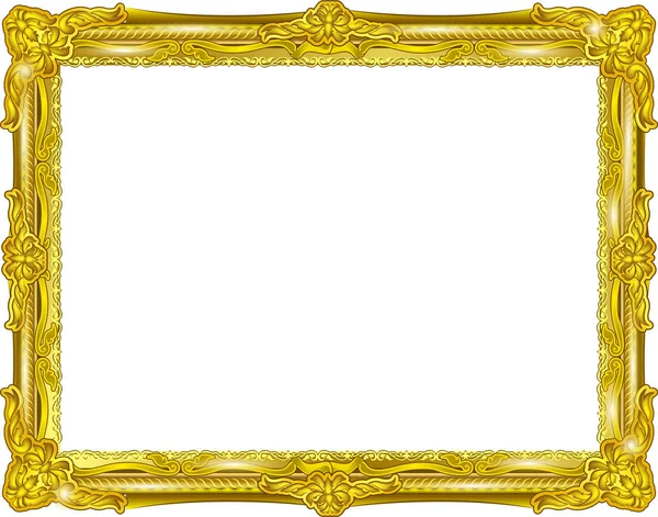 Cornice Foto Oro Con Angolo Thailandia Linea Floreale Immagine Vector — Vettoriale Stock